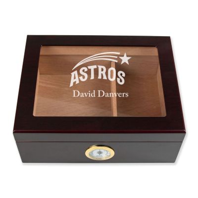 Personalized Cigar Humidor - Engraved Astros Baseball Team Logo Design