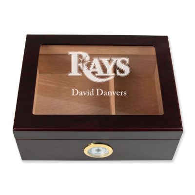 Personalized Cigar Humidor - Engraved Rays Baseball Team Logo Design
