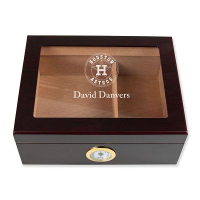 Personalized Cigar Humidor - Engraved Houston Astros Round Logo Baseball Team Logo Design
