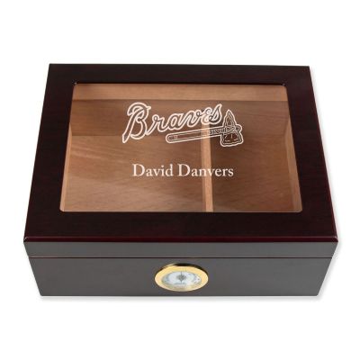 Personalized Cigar Humidor - Engraved Braves Baseball Team Logo Design