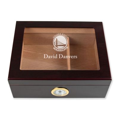 Personalized Cigar Humidor - Engraved Golden State Warriors Basketball Logo Design - Man Cave Gift Ideas - Gifts For Him