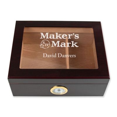 Personalized Cigar Humidor - Engraved Maker's Mark Logo Design - Man Cave Gift Ideas - Gifts For Him