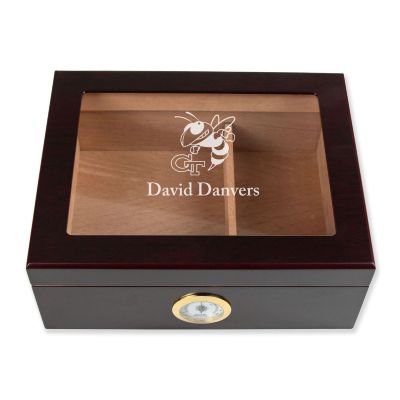 Personalized Cigar Humidor - Engraved Georgia Tech Yellow Jackets Team Logo Design