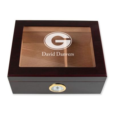 Personalized Cigar Humidor - Engraved University of Georgia Team Logo Design