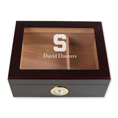 Personalized Cigar Humidor - Engraved Michigan State Spartans Team Logo Design