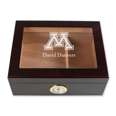 Personalized Cigar Humidor - Engraved Minnesota Golden Gophers Team Logo Design