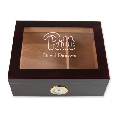 Personalized Cigar Humidor - Engraved Pittsburgh Panthers Team Logo Design