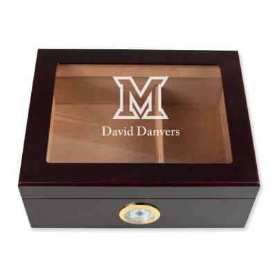 Personalized Cigar Humidor - Engraved Miami Redhawks Team Logo Design