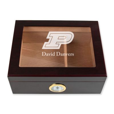 Personalized Cigar Humidor - Engraved Purdue Boilermakers Team Logo Design