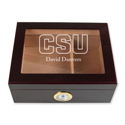 Personalized Cigar Humidor - Engraved Colorado State Rams Team Logo Design