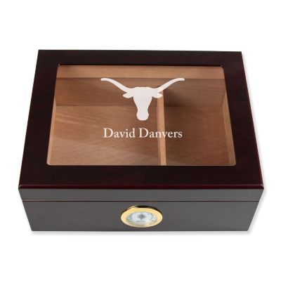 Personalized Cigar Humidor - Engraved Texas Longhorns Team Logo Design