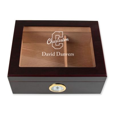 Personalized Cigar Humidor - Engraved Charleston Team Logo Design