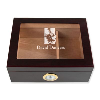 Personalized Cigar Humidor - Engraved Northwestern University Team Logo Design