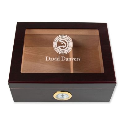 Personalized Cigar Humidor - Engraved Atlanta Hawks Basketball Team Logo Design