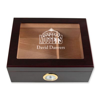 Personalized Cigar Humidor - Engraved Denver Nuggets Basketball Team Logo Design