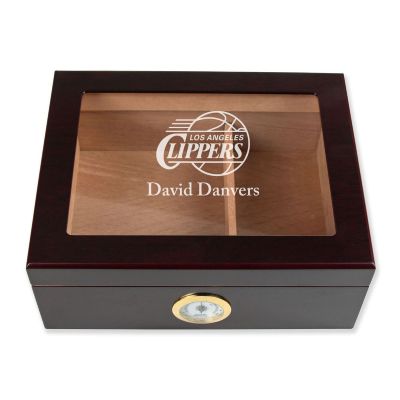 Personalized Cigar Humidor - Engraved Los Angeles Clippers Basketball Team Logo Design