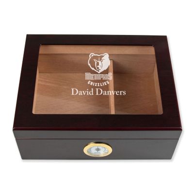 Personalized Cigar Humidor - Engraved Memphis Grizzlies Basketball Team Logo Design