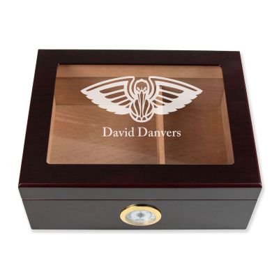 Personalized Cigar Humidor - Engraved New Orleans Pelicans Basketball Team Logo Design