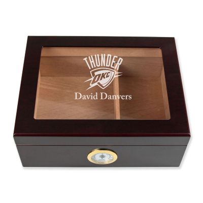Personalized Cigar Humidor - Engraved Oklahoma City Thunder Basketball Team Logo Design