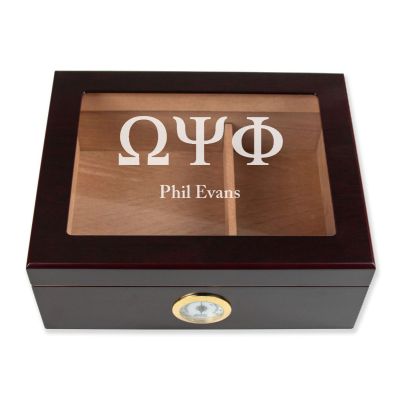 Personalized Cigar Humidor - Engraved Omega Psi Phi