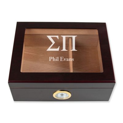 Personalized Cigar Humidor - Engraved Sigma Pi