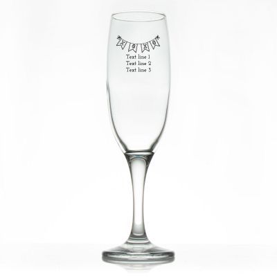 Custom Personalized Champagne Flutes - XOXO Flag Banner - Promotional Champagne Flutes In Bulk
