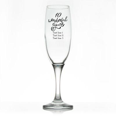 Custom Personalized Champagne Flutes -  Wonderful Years  - Promotional Champagne Flutes In Bulk