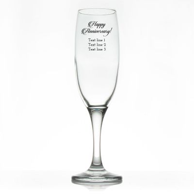 Custom Personalized Champagne Flutes - Elegant Happy Anniversary - Promotional Champagne Flutes In Bulk