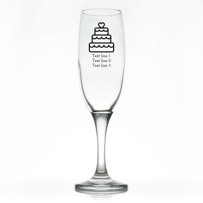 Custom Personalized Champagne Flutes - Birthday Cake with Heart - Promotional Champagne Flutes In Bulk