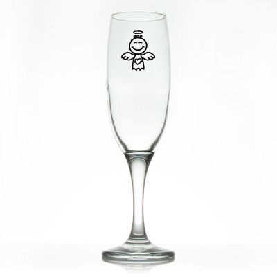 Custom Personalized Champagne Flutes - Angel Holding Heart - Promotional Champagne Flutes In Bulk