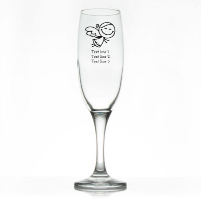 Custom Personalized Champagne Flutes - Flying Angel - Promotional Champagne Flutes In Bulk