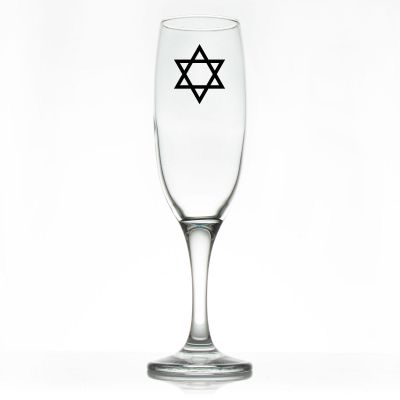 Custom Personalized Champagne Flutes - Star of David - Promotional Champagne Flutes In Bulk