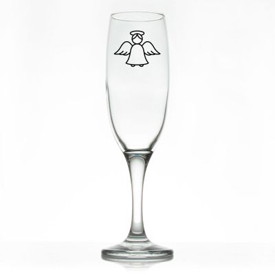Custom Personalized Champagne Flutes - Angel - Promotional Champagne Flutes In Bulk