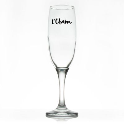 Custom Personalized Champagne Flutes - L'Chaim - Promotional Champagne Flutes In Bulk