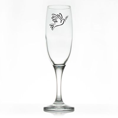 Custom Personalized Champagne Flutes - Dove - Promotional Champagne Flutes In Bulk