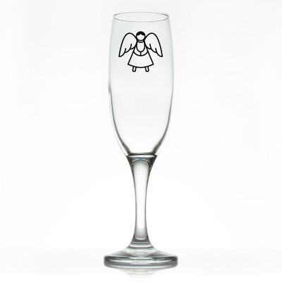 Custom Personalized Champagne Flutes - Angel Holding Hands - Promotional Champagne Flutes In Bulk