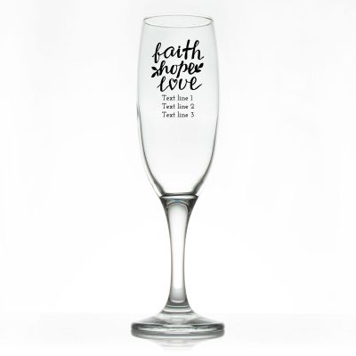 Custom Personalized Champagne Flutes - Faith Hope Love - Promotional Champagne Flutes In Bulk