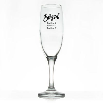 Custom Personalized Champagne Flutes - Blessed - Promotional Champagne Flutes In Bulk
