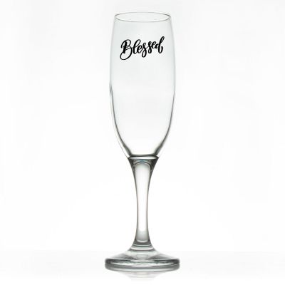 Custom Personalized Champagne Flutes - Blessed - Promotional Champagne Flutes In Bulk