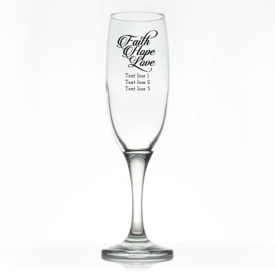 Custom Personalized Champagne Flutes - Elegant Faith Hope Love - Promotional Champagne Flutes In Bulk