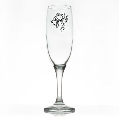 Custom Personalized Champagne Flutes - Flying Angel with Halo - Promotional Champagne Flutes In Bulk