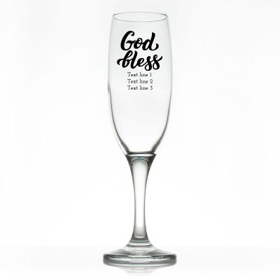 Custom Personalized Champagne Flutes - God Bless - Promotional Champagne Flutes In Bulk