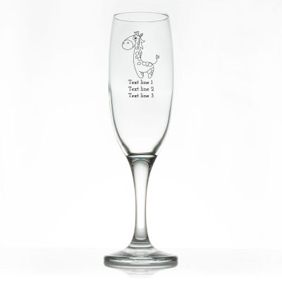 Custom Personalized Champagne Flutes - Giraffe - Promotional Champagne Flutes In Bulk