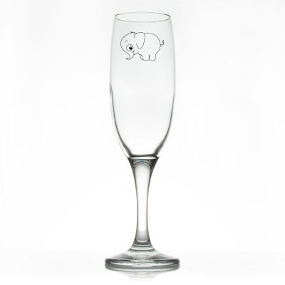 Custom Personalized Champagne Flutes - Baby Elephant - Promotional Champagne Flutes In Bulk