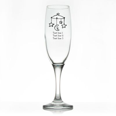 Custom Personalized Champagne Flutes - Moon and Stars Baby Mobile - Promotional Champagne Flutes In Bulk