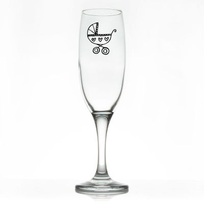 Custom Personalized Champagne Flutes - Baby Carriage - Promotional Champagne Flutes In Bulk