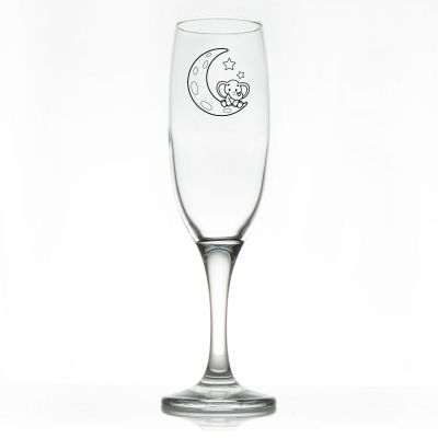 Custom Personalized Champagne Flutes - Baby Elephant Sitting on the Moon - Promotional Champagne Flutes In Bulk