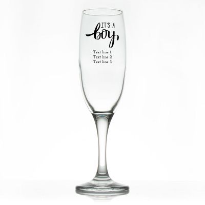 Custom Personalized Champagne Flutes - It's a Boy - Promotional Champagne Flutes In Bulk