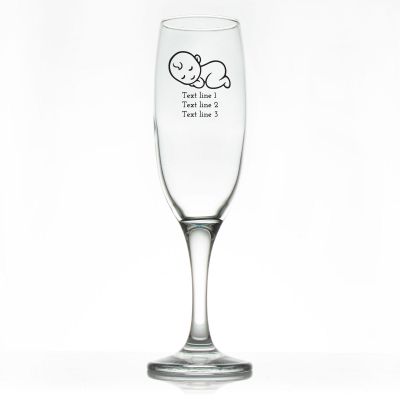 Custom Personalized Champagne Flutes - Sleeping Baby - Promotional Champagne Flutes In Bulk