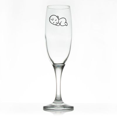 Custom Personalized Champagne Flutes - Sleeping Baby - Promotional Champagne Flutes In Bulk